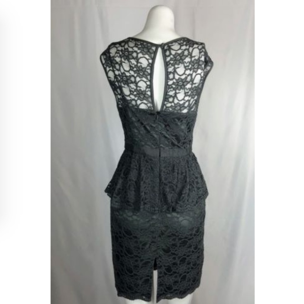Eliza J Gray Lace Overlay Peplum Cocktail Dress - Picture 3 of 4
